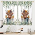thumbnail image 1 of Sage Green Eucalyptus Highland Cow Kitchen Curtains Plant Leaves Bathroom Curtains Window Treatment Drapes Tier Botanical Cafe Small Bedroom Short French Door Curtains 2 Panels 28x40 Inch, 1 of 5
