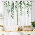 thumbnail image 1 of Sage Green Eucalyptus Kitchen Curtains Mint Olive Green Botanical Leaves Small Short Cafe Window Curtains Watercolor Flower Bathroom Drapes Treatment Tier Curtains 2 Panels (27.5x39 Inch), 1 of 6