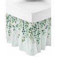 thumbnail image 1 of Sage Green Eucalyptus Leaf Bed Skirt Cal King 18 Inch Drop, Wrap Around Bed Skirts, Spring Leaves Botanical Elastic Bedskirt Pleated Bed Frame Cover Luxurious Dust Ruffle for Cal King Bed, 1 of 6