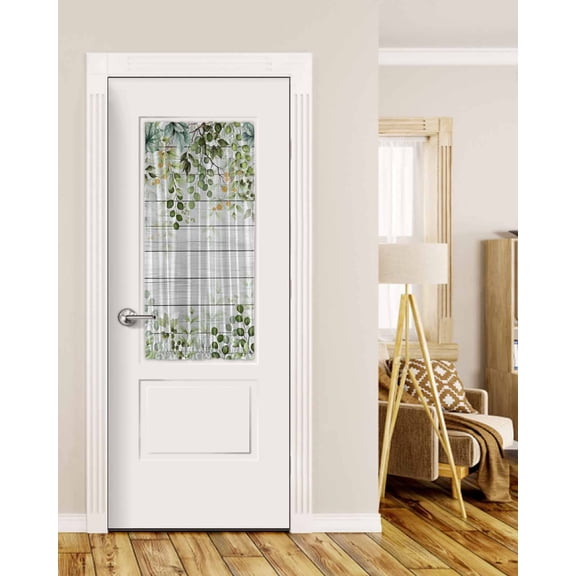 Sage Green Eucalyptus Leaves Blackout Door Curtains for French, Glass,Front, Back, Patio Door, Summer Botanical Weeping Wooden Thermal Insulated Rod Pocket Window Curtain Drapes With Tiebacks 25"x40"