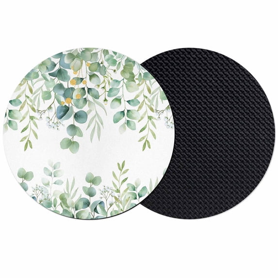 Sage Green Eucalyptus Leaves Coasters Set of 2, Absorbent Coasters for Drinks, Spring Summer Botanical Coaster for Desk Coffee Table Protection, Home Decor House Warming Gifts 4"