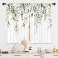 thumbnail image 1 of Sage Green Eucalyptus Leaves Kitchen Curtains Plants Flower Spring Floral Botanical Pattern Cafe Curtains for Bathroom Bedroom Living Room Rod Pocket Treatment Fabric 2 Panels 27.5Wx39H Inch, 1 of 1