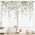 thumbnail image 1 of Sage Green Eucalyptus Leaves Kitchen Curtains Short Small Rustic Spring Cotton Flower Floral Wooden Plant Rod Pocket Farmhouse Bedroom Living Room Treatment Fabric 2 Panels 27.5Wx39H Inch, 1 of 6