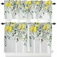 thumbnail image 1 of Sage Green Eucalyptus Leaves Kitchen Curtains and Valances Set, Rod Pocket Curtains Tier Farmhouse Window Curtains 36 Inch Length, Summer Lemon Floral Spring 3 Piece Kitchen Curtains Set, 1 of 6