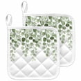 thumbnail image 1 of Sage Green Eucalyptus Leaves Pot Holders for Kitchen Heatproof Potholder, 2 Pack Spring Country Botanical Hot Pads Multipurpose Oven Pads Cloth Potholders Trivet for Cooking and Baking, 1 of 8