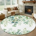 thumbnail image 1 of Sage Green Eucalyptus Leaves Round Area Rug 6Ft Washable Circle Rugs for Bathroom Office, Spring Summer Botanical Non-Slip Carpet Floor Mats Indoor Outdoor Carpet Runner Aesthetic Home Decor, 1 of 8