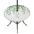 thumbnail image 1 of Sage Green Eucalyptus Leaves Round Outdoor Tablecloth with Umbrella Hole Zipper, Farmhouse Spring Botanical Elastic Fitted Table Cover, Waterproof Table Cloth for Patio Picnic Party Fits 54"-60", 1 of 9