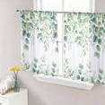 thumbnail image 1 of Sage Green Eucalyptus Leaves Sheer Curtains 45 Inch Length 2 Panels Set Window Treatments, Spring Summer Botanical Rod Pocket Semi Curtains for Living Room/Bedroom/Kitchen Décor, 104"W x 45"L, 1 of 7