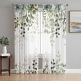 thumbnail image 1 of Sage Green Eucalyptus Leaves Sheer Curtains 72 Inch Length 2 Panels Set Window Treatments, Spring Botanical Floral Rod Pocket Semi Curtains for Living Room/Bedroom/Kitchen Décor, 104"W x 72"L, 1 of 7