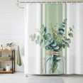 thumbnail image 1 of Sage Green Eucalyptus Leaves Shower Curtains for Bathroom, Farmhouse Stripe Botanical Waterproof Fabric Shower Curtain, Decorative Bathroom Curtain for Bathtub, 72"x84" , No Hooks Included, 1 of 9