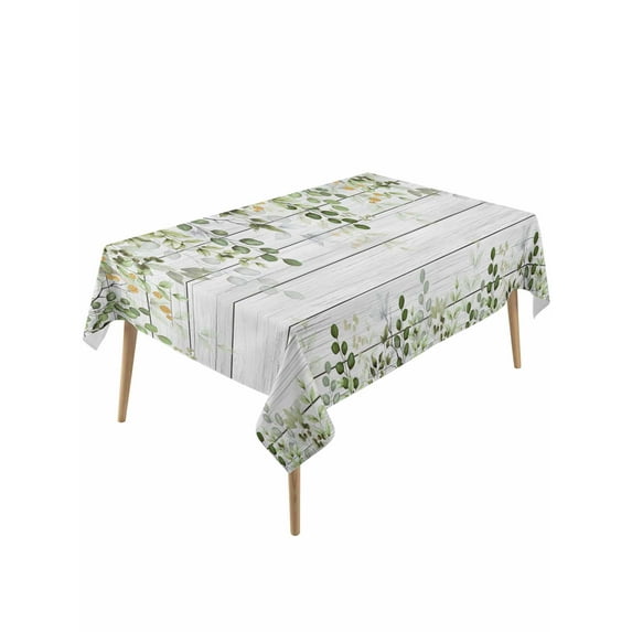 Sage Green Eucalyptus Leaves Table Cloth, Summer Botanical Weeping Wooden Waterproof Tablecloth for Rectangle Tables, Washable Fabric Table Cover for Restaurant Kitchen Dining Tables 60"x120"