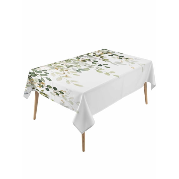 Sage Green Eucalyptus Leaves Table Cloth, Waterproof Tablecloth for Rectangle Tables, Spring Botanical Floral Reusable Washable Fabric Table Cover for Restaurant Kitchen Dining Tables 60"x120"