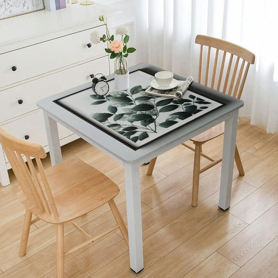 Sage Green Eucalyptus Leaves Tablecloth, Fitted Table Cover with Elastic for d Tables, Spring Summer Botanical Floral Table Cloth Outdoor Dinning Party Tablecloths
