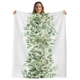 thumbnail image 1 of Sage Green Eucalyptus Leaves Throw Blanket,Flannel Fleece Blanket with Striped Design for Couch,Spring Summer Botanical Floral Soft Breathable All Season Plush Blankets for Sofa Office Travel 40"x50", 1 of 8