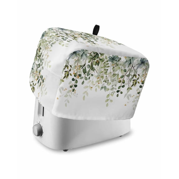 Sage Green Eucalyptus Leaves Toaster Cover 4 Slice, Large Kitchen Appliance Covers, Spring Botanical Floral Toaster Oven Cover with Loop, Bread Machine Cover Polyester Dust Cover Protection