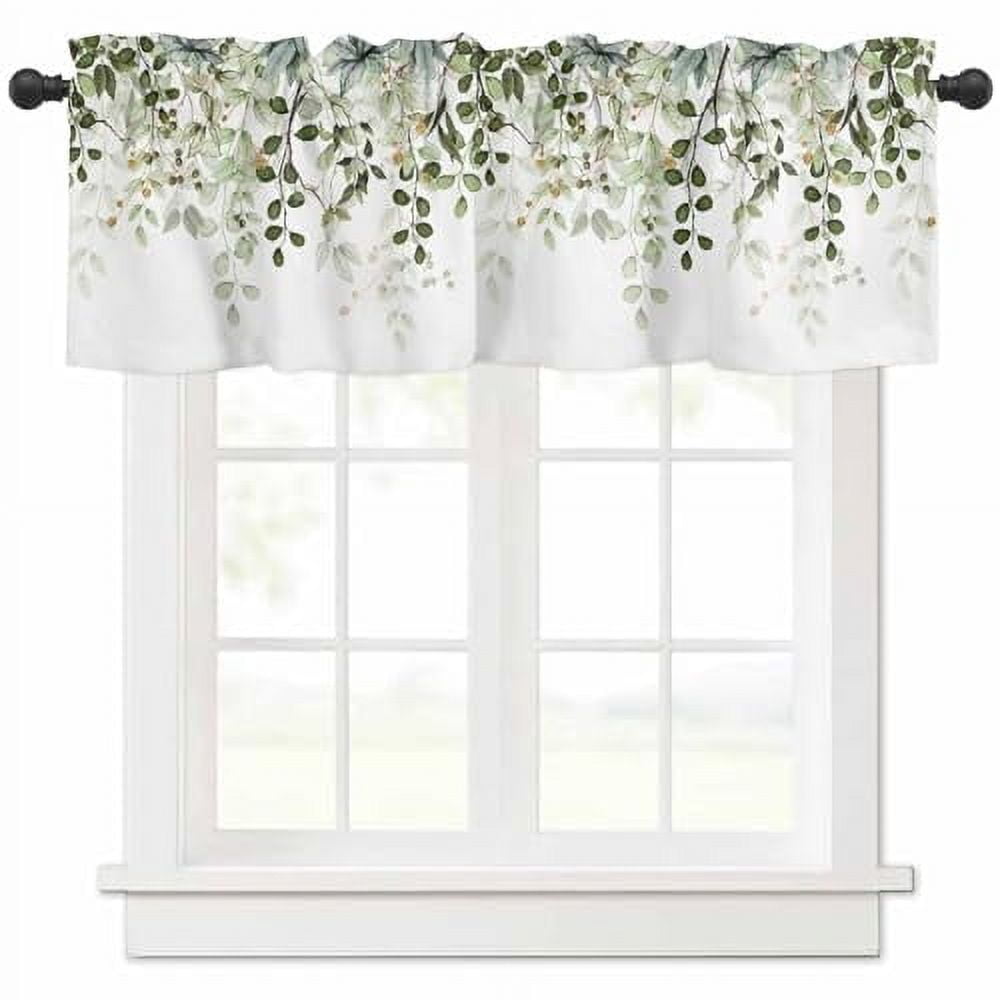 Sage Green Eucalyptus Leaves Valance for Windows Berry Branch Plant