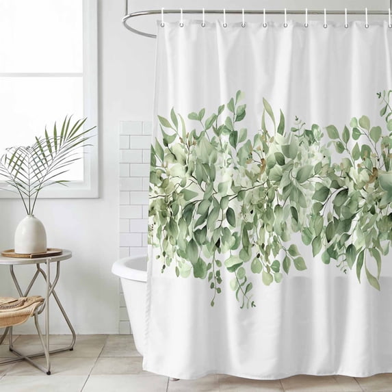Sage Green Eucalyptus Leaves Waterproof Shower Curtain,Extra Large 72"x96" Polyester Fabric Shower Curtains for Bathroom,Spring Summer Botanical Floral Decorative Bathtub Curtain Sets with Hooks