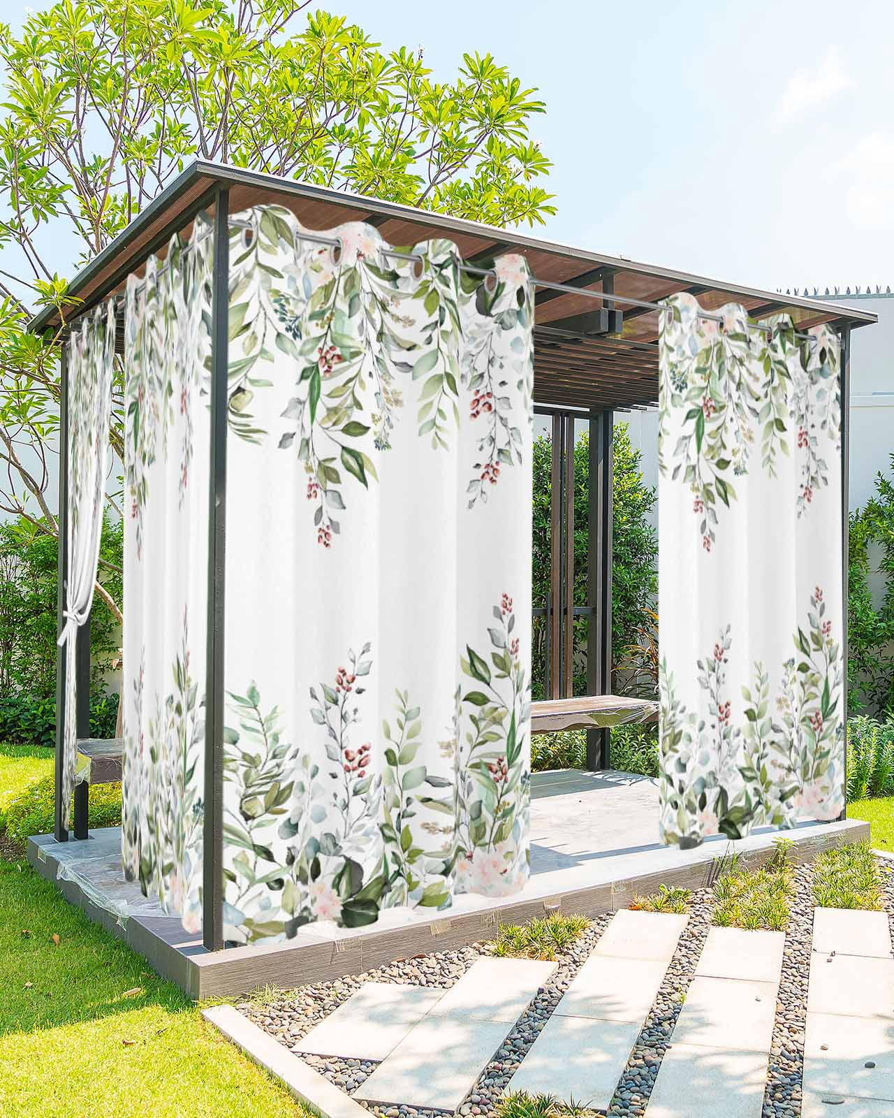 Sage Green Eucalyptus Outdoor Curtains for Patio Waterproof,Aesthetics ...