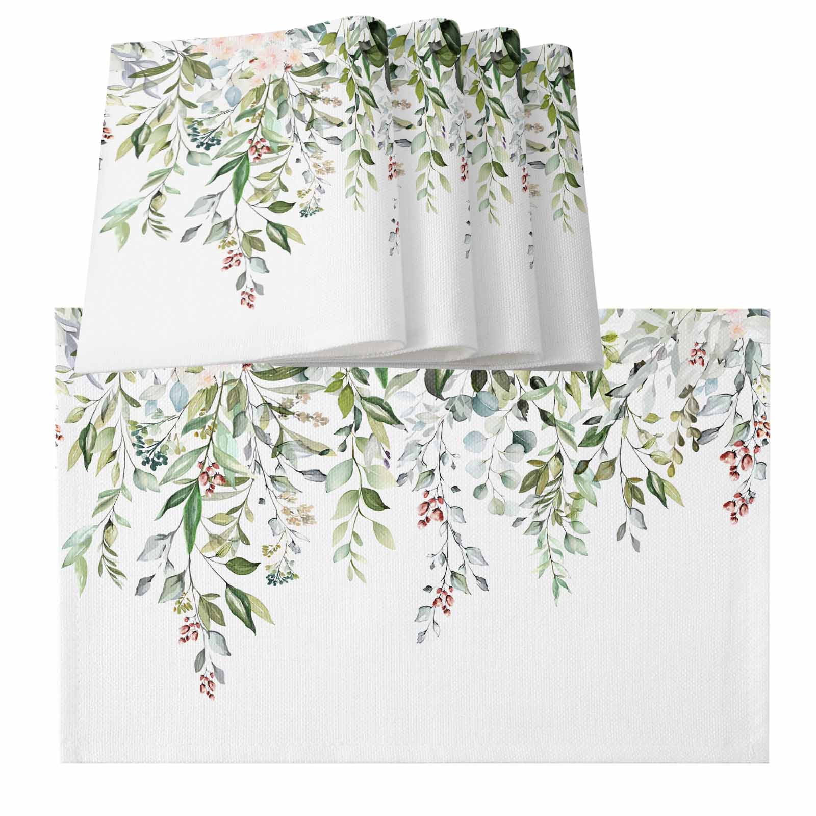 Sage Green Eucalyptus Placemats for Dinning Table Set of 4, Aesthetics ...