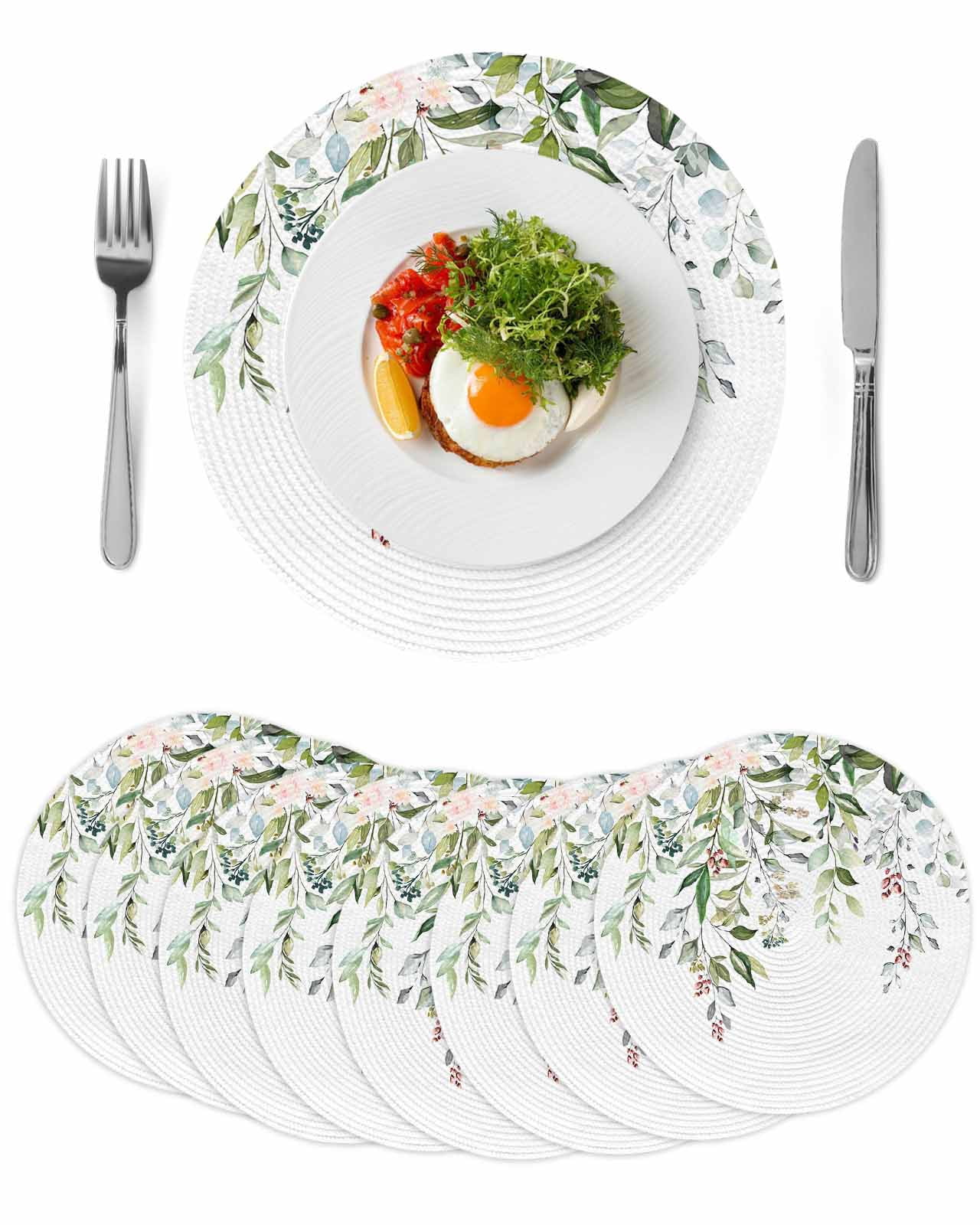 Sage Green Eucalyptus Round 13 Inch Placemats Set of 8, Aesthetics ...