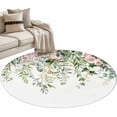 thumbnail image 1 of Sage Green Eucalyptus Round Area Rugs Collection 4', Summer Spring Weeping Leaves Botanical Non Slip Indoor Circular Throw Runner Rug Floor Mat Carpet for Living Room Dining Table Bedroom Nursery, 1 of 9