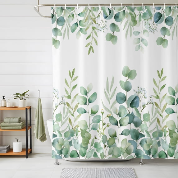Sage Green Eucalyptus Shower Curtains for Bathroom, Farmhouse Botanical Leaves Waterproof Fabric Shower Curtain, Decorative Bathroom Curtain for Bathtub, 36"x72" , No Hooks Included