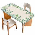 thumbnail image 1 of Sage Green Eucalyptus Table Cloths for 3 Foot Rectangle Tables, Spring Summer Leaves Rustic Burlap Patio Waterproof Elastic Fitted Tablecloths, Washable Rectangular Table Cover for Camping, 1 of 8