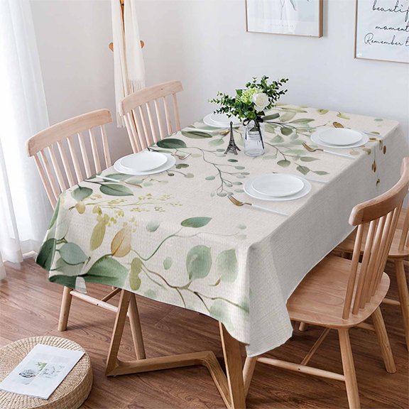 Sage Green Eucalyptus Tablecloth Rectangle Table Cloth 60x102 , Waterproof Tablecloth Outdoor Table Cloth, Traditional Tree Branch Leaf Plant Washable Table Cover for Kitchen Dining Party