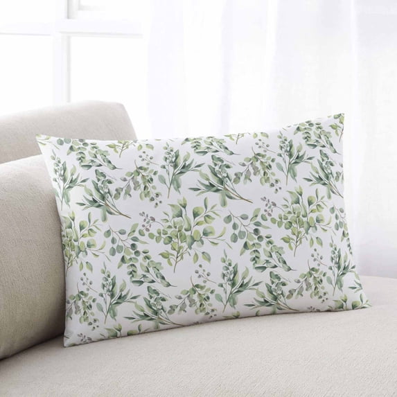 Sage Green Eucalyptus Throw Pillow Covers, Spring Watercolor Botanical Leaves Soft Breathable Pillow Cases with Invisible Zipper for Sleeping, Small Pillowcases for Couch Bed Sofa Chair 16x24 Inches