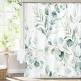 thumbnail image 1 of Sage Green Extra Long Shower Curtain 72 x 84, XL Spring Floral Fabric Cloth Shower Curtains for Chic Modern Bathroom Decor, Summer Watercolor Eucalyptus Leaf Shower Curtain, 1 of 6