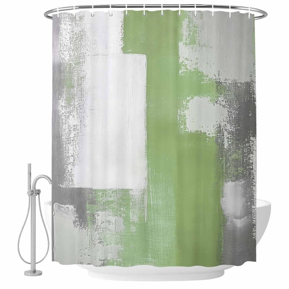 Sage Green Fabric Shower Curtain Abstract Style Washable Shower Curtains for Bathroom, Waterproof Bath Curtain with Hooks Home Decor 36x72in