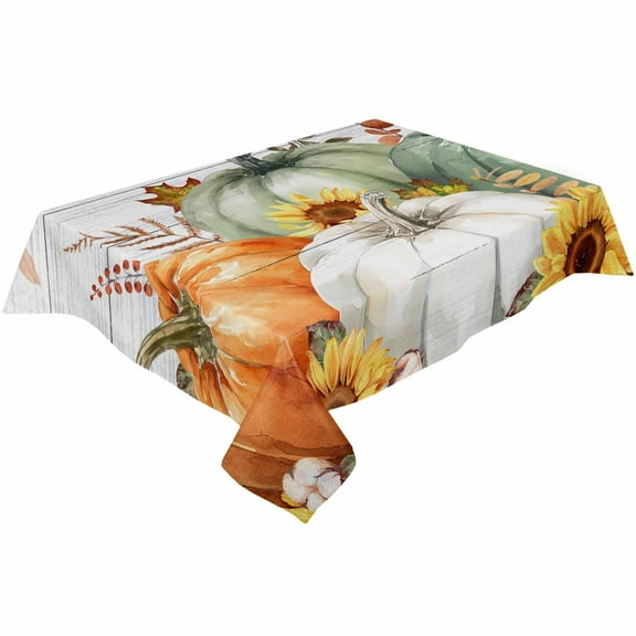 Sage Green Fall Rectangle Tablecloths 60x84,Autumn Orange Thanksgiving Maple Sunflower Table Cloth Table Cover Indoor/Outdoor Tabletop Decor for Wedding Holiday Party Dinner Baby Shower