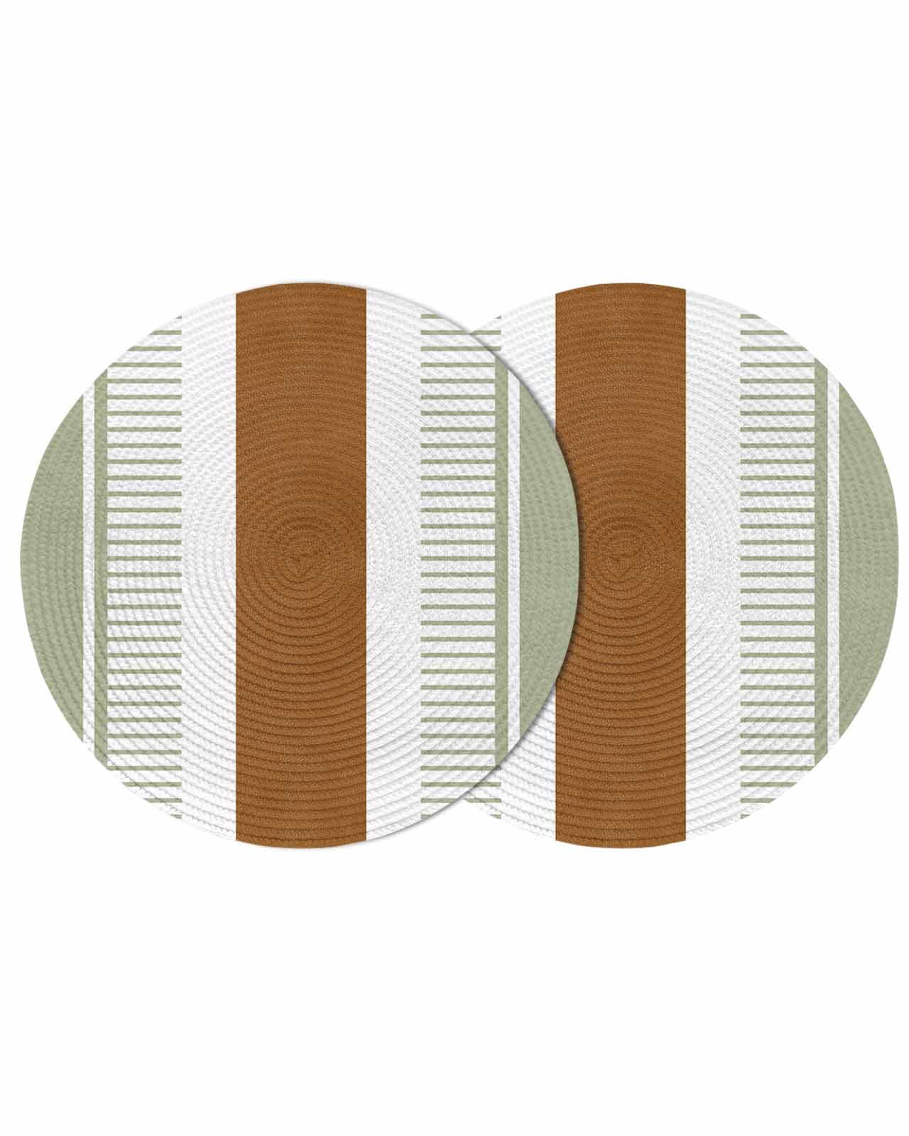 Sage Green Farmhouse Round 13 Inch Placemats Set of 2, Green Brown ...