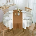 thumbnail image 1 of Sage Green Farmhouse Round Tablecloth 60 Inch - Waterproof Fabric Table Cloth Protector, Green Brown Striped Tablecloths Washable Table Cover for Kitchen Banquet Coffee Table Outdoor Party, 1 of 6