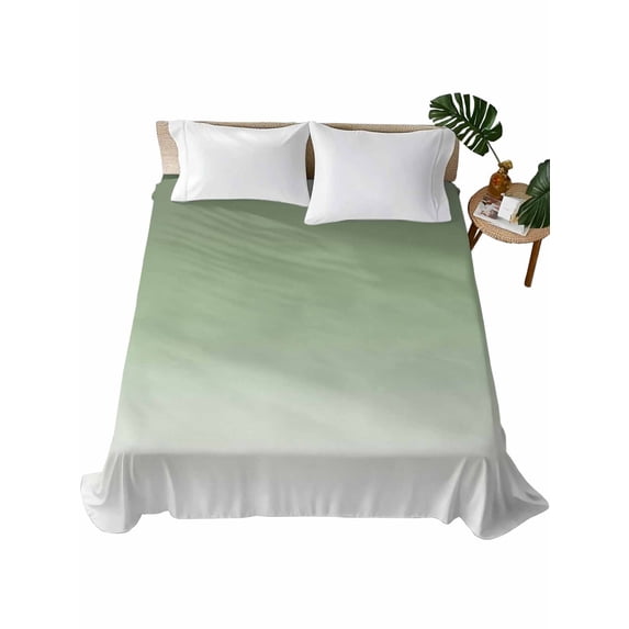 Sage Green Flat Sheets Only Twin XL Size, Soft Breathable Bed Top Sheets for Mattress, Farmhouse Sage Green Ombre Luxury Bedding Flat Sheets for Home Hotel Bedroom Bed Protection