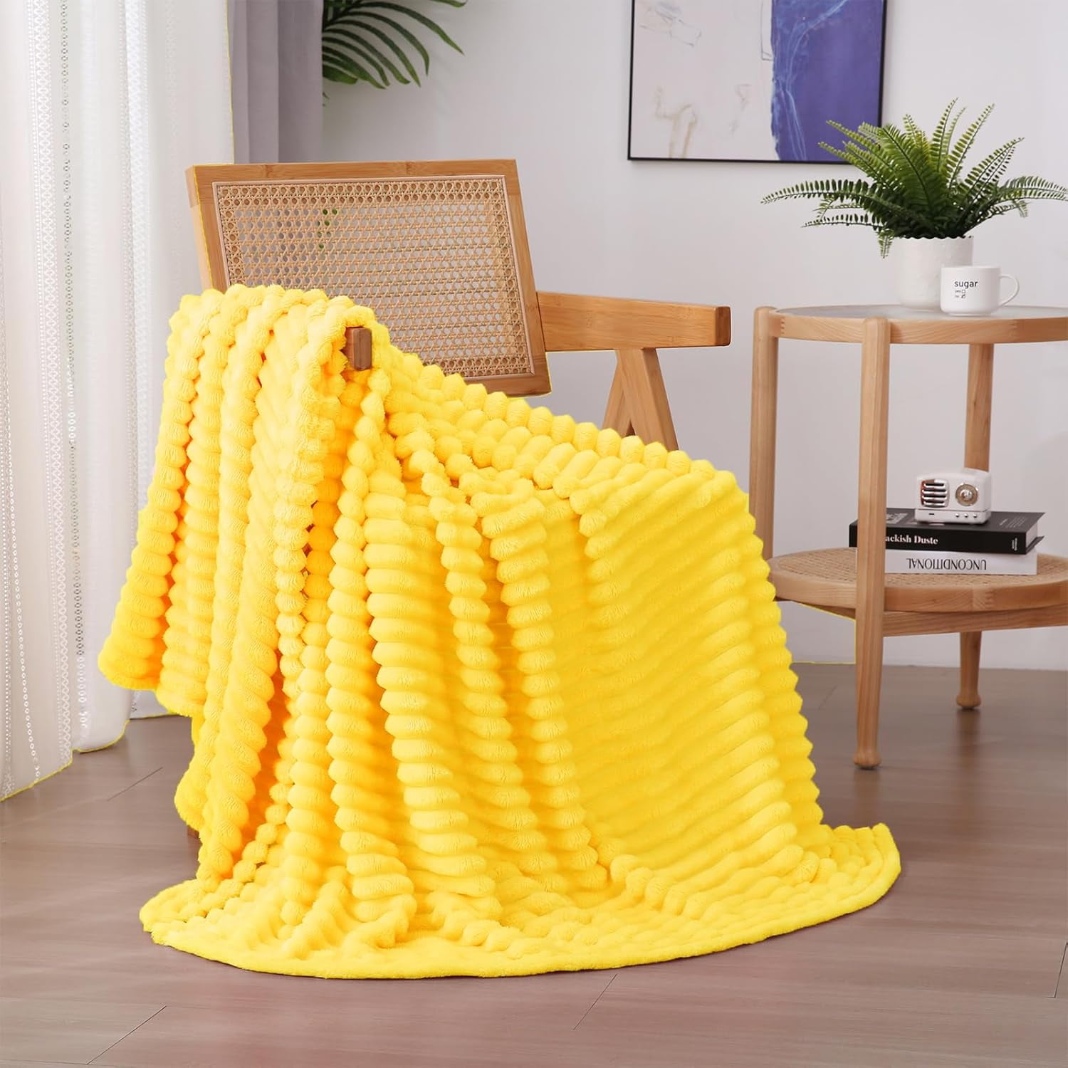 Sage Green Fleece Throw Blanket 50”×60” for Couch Sofa Bed,Super Soft Cozy Plush Microfiber Flannel Blanket with Stripes Design Lightweight for Adults,Woman,Girls