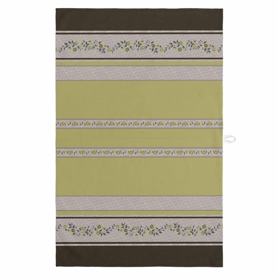Sage Green Floral 1 Pack Kitchen Towel, Water Absorbent Dish Towel, Modern Farmhouse Leaves Brown Striped Decorative Hand Towels - Quick Drying Cloth for Cooking Baking, 18x28 Inch