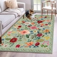 thumbnail image 1 of Sage Green Floral Area Rug 4x6 FT, Non Slip Kids Room Carpet, Spring Flowers Leaves Farmhouse Washable Soft Floor Carpet Non-Shedding Throw Rug for Dorm Kitchen Study Room Home Office Bedside, 1 of 9