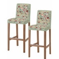 thumbnail image 1 of Sage Green Floral Bar Stool Covers Set of 2, Spring Flowers Leaves Farmhouse Stretch Washable Bar Chair Covers with Backs, Removable Pub Counter Height Chair Cover for Kitchen Dining Room Cafe, 1 of 7