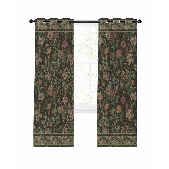 Sage Green Floral Blackout Curtains 84 Inches Length, Ethnic Tribe Abstract Art Flowers Window Treatment Thermal Insulated Drapes for Bedroom Living Room 2 Panels 84x84 Inches