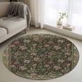 thumbnail image 1 of Sage Green Floral Boho Round Area Rug 4Ft Washable Circle Rugs for Bedroom Dining Room, Ethnic Tribe Abstract Art Flower Non-Slip Carpet Floor Mats Indoor Outdoor Carpet Runner Aesthetic Home Decor, 1 of 8