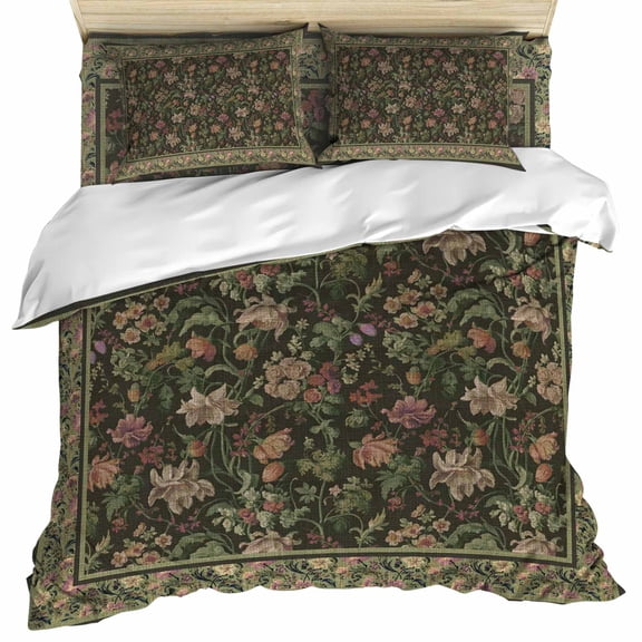 Sage Green Floral Boho Set of 4 Bedding Quilt Covers, Ethnic Tribe Abstract Art Flower 4-Piece Bed Sheet Set with Extra Soft Bed Sheets Quilt Cover Pillowcase, California King