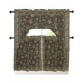 thumbnail image 1 of Sage Green Floral Boho Swag Curtains for Living Room/Bedroom Windows, Ethnic Tribe Abstract Art Flower Kitchen Curtains and Valances Set 36 Inch Length, Light Filtering Swags Valance Curtain Panels, 1 of 5