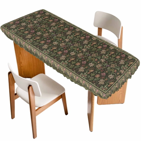 Sage Green Floral Boho Table Cloths for 8 Foot Rectangle Tables, Ethnic Tribe Abstract Art Flower Patio Waterproof Elastic Fitted Tablecloths, Washable Rectangular Table Cover for Camping