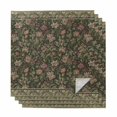 thumbnail image 1 of Sage Green Floral Cloth Napkins, Ethnic Tribe Abstract Art Flowers Washable and Reusable Dinner Napkins Set of 4, Table Napkin for Kitchen Party Birthday Wedding Hotel Housewarming 20"x20", 1 of 9