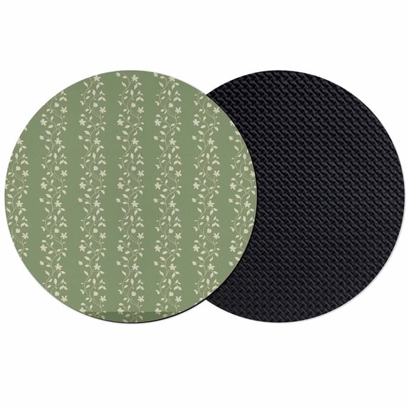 Sage Green Floral Coasters Set of 2, Absorbent Coasters for Drinks, Spring Flowers Coaster for Desk Coffee Table Protection, Home Decor House Warming Gifts 4"