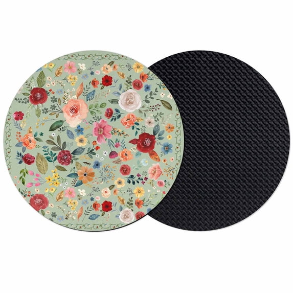 Sage Green Floral Coasters Set of 2, Absorbent Coasters for Drinks, Spring Flowers Leaves Farmhouse Coaster for Desk Coffee Table Protection, Home Decor House Warming Gifts 4"