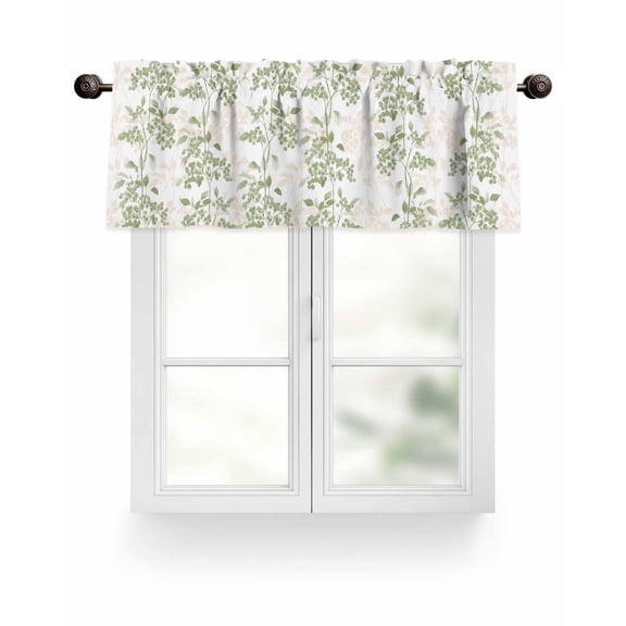 Sage Green Floral Kitchen Valances for Windows Vintage Abstract Botanical Pattern Valance Curtains&nbsp; for Kitchen /Living Room/Bedroom/ Bathroom Decor, 54"x18 " ,Rod Pocket 1 Panel,