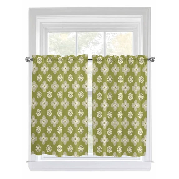 Sage Green Floral Living Room Curtains 2 Panel, Spring Flowers Modern Abstract Art Farmhouse Cafe Window Treatment, Farmhouse Bedroom Bathroom Kitchen Curtains Drapes 104"x45"