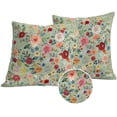 thumbnail image 1 of Sage Green Floral Outdoor Pillow Covers 16x16 Set of 2,Waterproof Patio Throw Pillowcase Protectors,Spring Flowers Leaves Farmhouse Decorative Pillow Shams Cushion Covers for Seat Bed Couch Sofa, 1 of 8